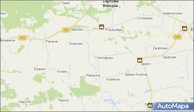 mapa Michałowo gmina Zakrzewo, Michałowo gmina Zakrzewo na mapie Targeo