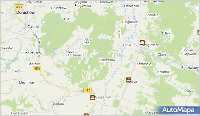 mapa Mieczków gmina Wieruszów, Mieczków gmina Wieruszów na mapie Targeo