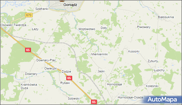 mapa Mierkienniki, Mierkienniki na mapie Targeo