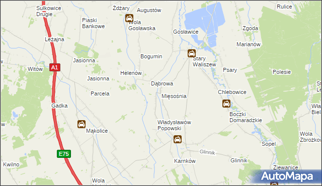 mapa Mięsośnia, Mięsośnia na mapie Targeo