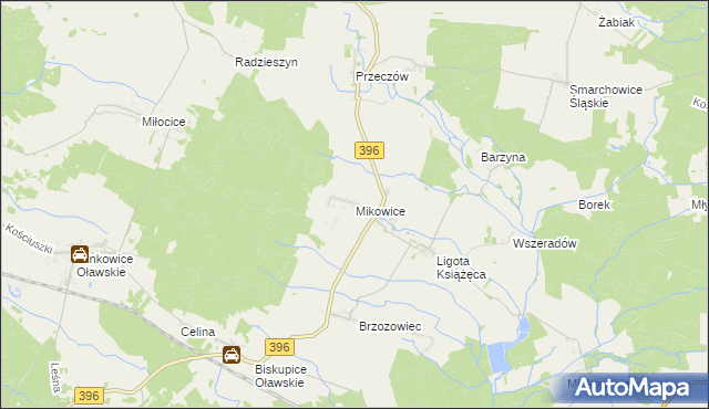 mapa Mikowice gmina Namysłów, Mikowice gmina Namysłów na mapie Targeo