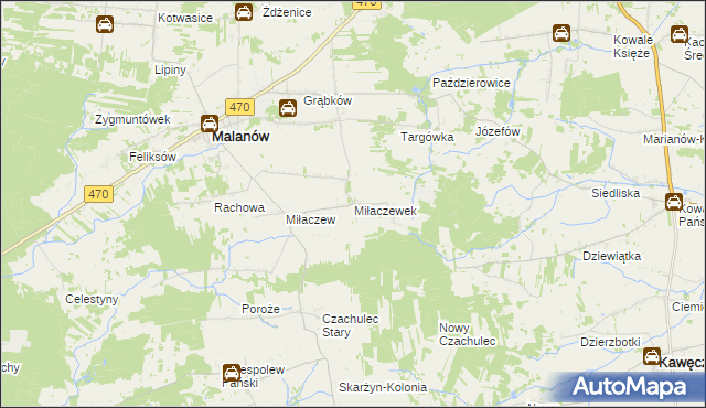 mapa Miłaczewek, Miłaczewek na mapie Targeo