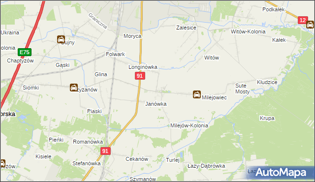 mapa Milejów gmina Rozprza, Milejów gmina Rozprza na mapie Targeo