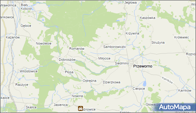 mapa Miłocice gmina Przeworno, Miłocice gmina Przeworno na mapie Targeo