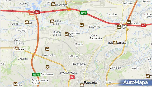 mapa Miłocin gmina Głogów Małopolski, Miłocin gmina Głogów Małopolski na mapie Targeo