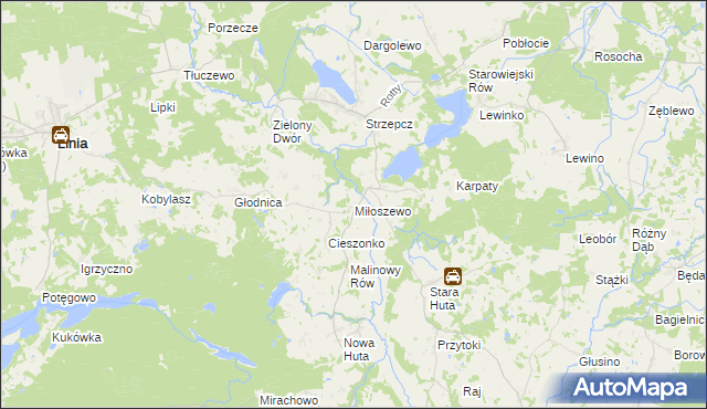 mapa Miłoszewo, Miłoszewo na mapie Targeo