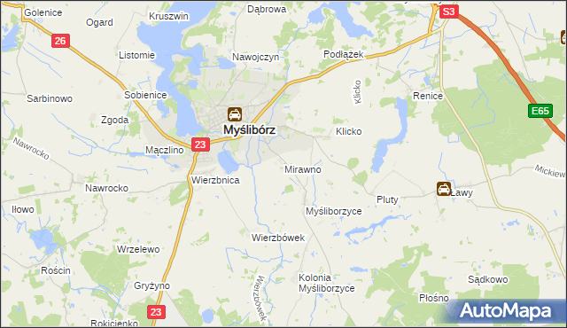 mapa Mirawno, Mirawno na mapie Targeo