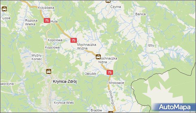 mapa Mochnaczka Niżna, Mochnaczka Niżna na mapie Targeo