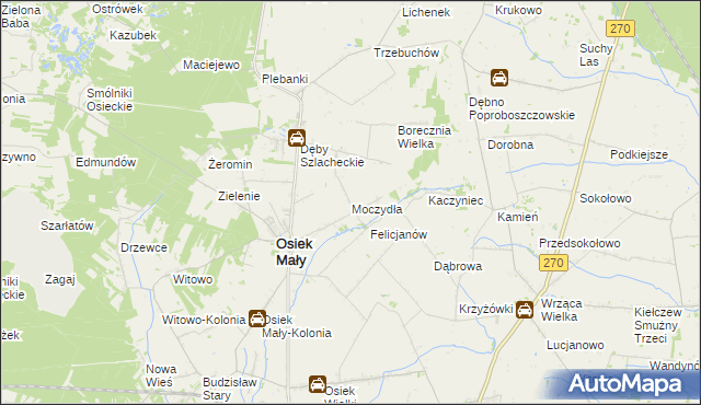 mapa Moczydła gmina Osiek Mały, Moczydła gmina Osiek Mały na mapie Targeo