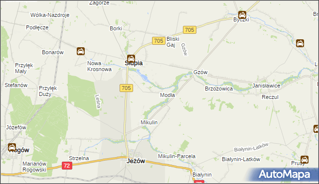 mapa Modła gmina Słupia, Modła gmina Słupia na mapie Targeo