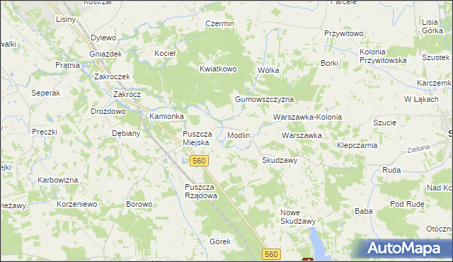 mapa Modlin gmina Skrwilno, Modlin gmina Skrwilno na mapie Targeo