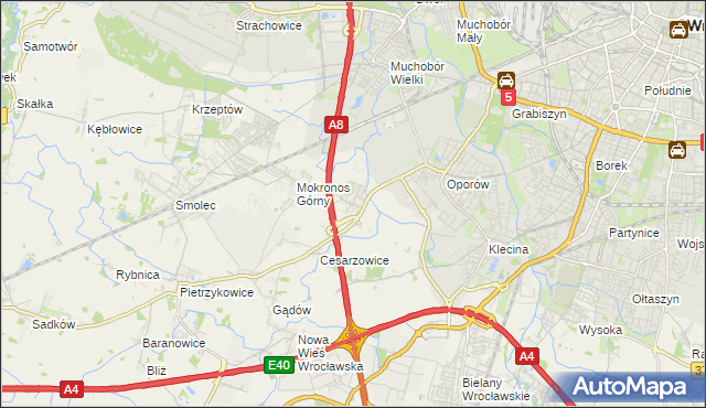 mapa Mokronos Dolny, Mokronos Dolny na mapie Targeo