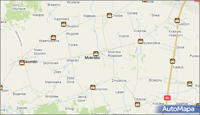 mapa Mokrsko-Osiedle, Mokrsko-Osiedle na mapie Targeo