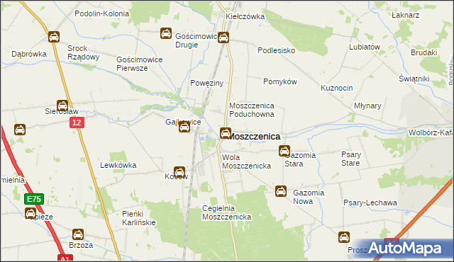 mapa Moszczenica powiat piotrkowski, Moszczenica powiat piotrkowski na mapie Targeo