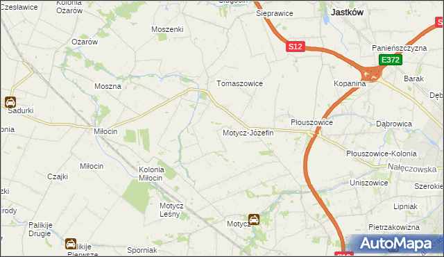 mapa Motycz-Józefin, Motycz-Józefin na mapie Targeo