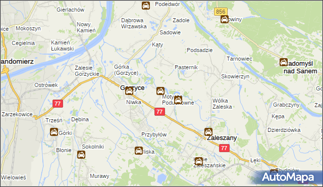 mapa Motycze Poduchowne, Motycze Poduchowne na mapie Targeo