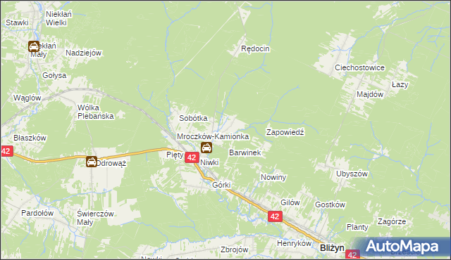 mapa Mroczków-Kapturów, Mroczków-Kapturów na mapie Targeo