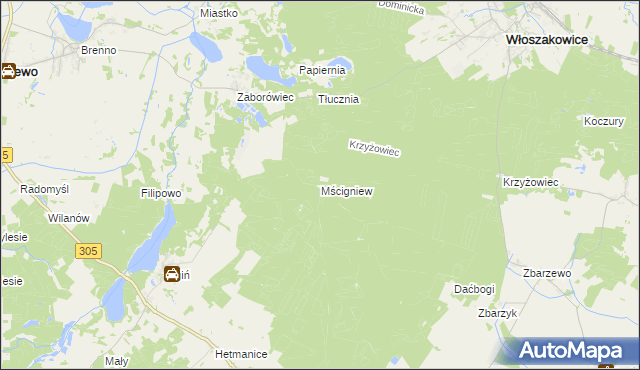 mapa Mścigniew, Mścigniew na mapie Targeo