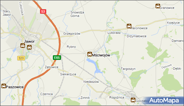 mapa Mściwojów, Mściwojów na mapie Targeo