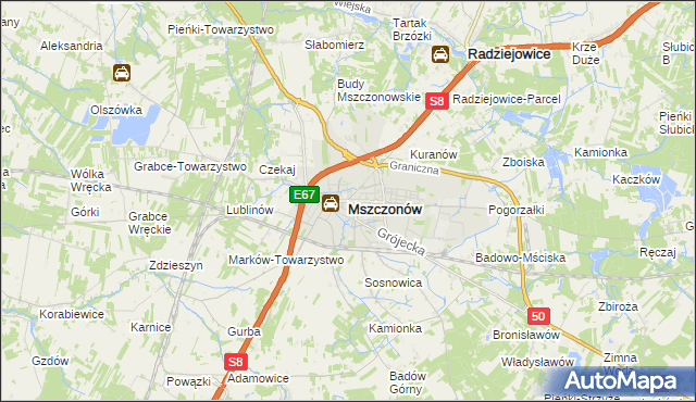 mapa Mszczonów, Mszczonów na mapie Targeo