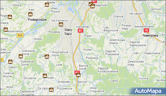 mapa Myślec, Myślec na mapie Targeo