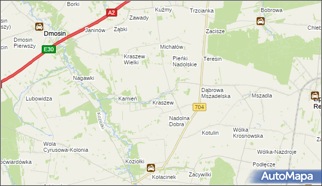 mapa Nadolna gmina Dmosin, Nadolna gmina Dmosin na mapie Targeo