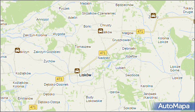 mapa Nadzież, Nadzież na mapie Targeo