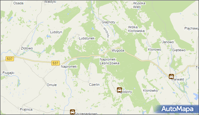 mapa Napromek Leśniczówka, Napromek Leśniczówka na mapie Targeo