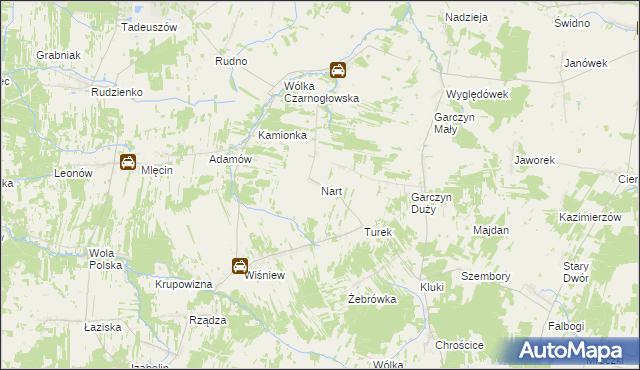 mapa Nart gmina Jakubów, Nart gmina Jakubów na mapie Targeo