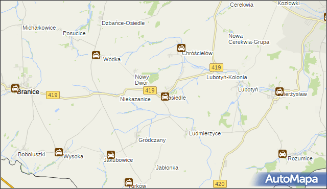 mapa Nasiedle, Nasiedle na mapie Targeo