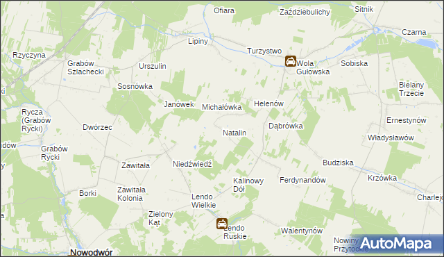 mapa Natalin gmina Adamów, Natalin gmina Adamów na mapie Targeo