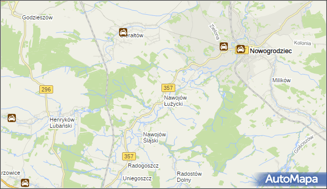 mapa Nawojów Łużycki, Nawojów Łużycki na mapie Targeo