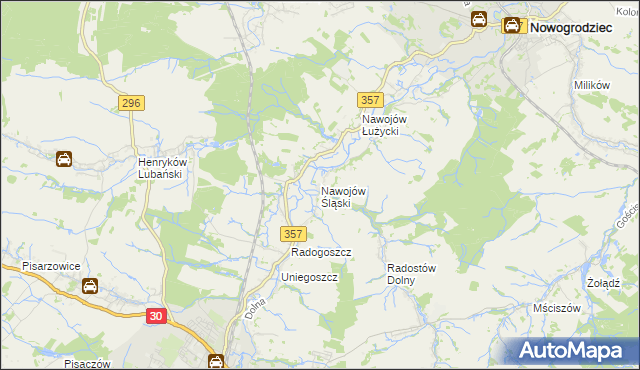 mapa Nawojów Śląski, Nawojów Śląski na mapie Targeo
