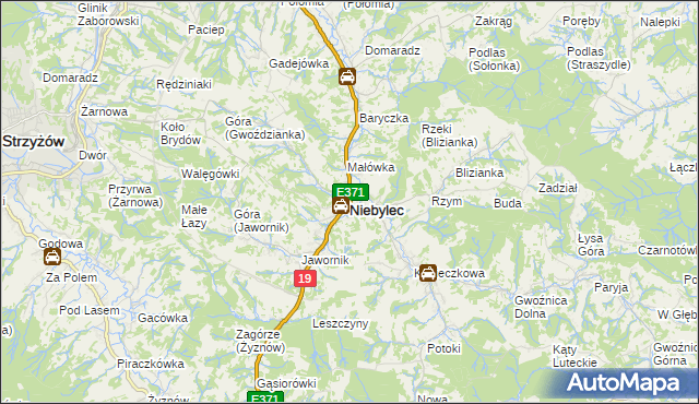 mapa Niebylec, Niebylec na mapie Targeo