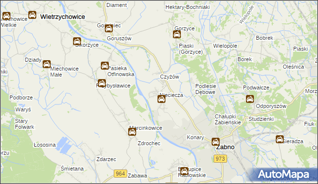 mapa Nieciecza, Nieciecza na mapie Targeo