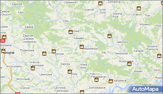 mapa Niedźwiedza, Niedźwiedza na mapie Targeo