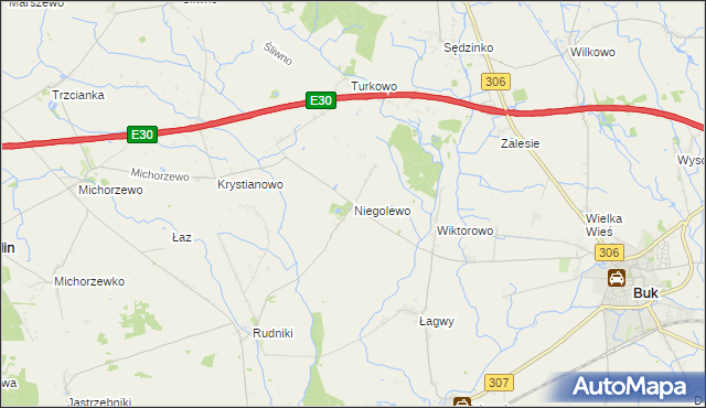 mapa Niegolewo, Niegolewo na mapie Targeo