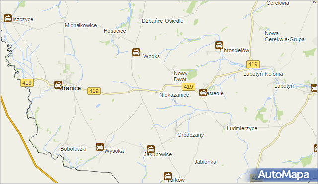 mapa Niekazanice, Niekazanice na mapie Targeo