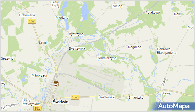 mapa Niemierzyno gmina Świdwin, Niemierzyno gmina Świdwin na mapie Targeo