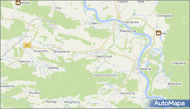 mapa Nieszczyce, Nieszczyce na mapie Targeo