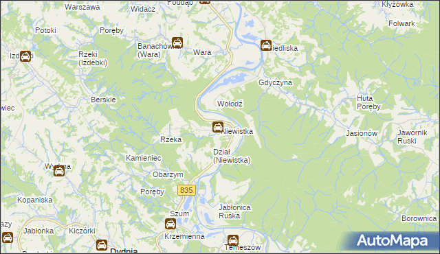 mapa Niewistka, Niewistka na mapie Targeo