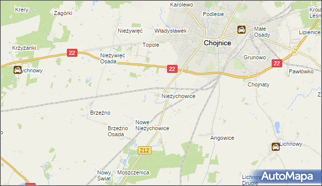 mapa Nieżychowice, Nieżychowice na mapie Targeo