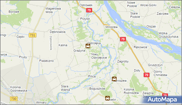 mapa Niwy Ostrołęckie, Niwy Ostrołęckie na mapie Targeo