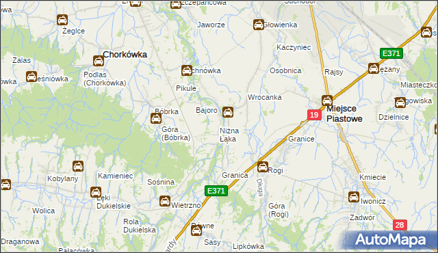 mapa Niżna Łąka, Niżna Łąka na mapie Targeo