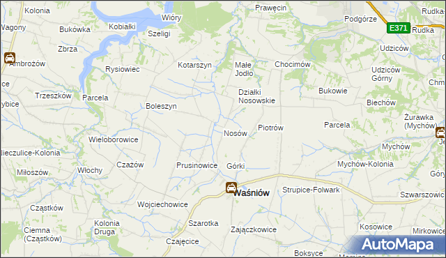 mapa Nosów gmina Waśniów, Nosów gmina Waśniów na mapie Targeo