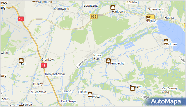 mapa Nowa Biała gmina Nowy Targ, Nowa Biała gmina Nowy Targ na mapie Targeo