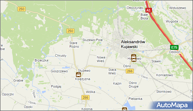 mapa Nowa Wieś gmina Aleksandrów Kujawski, Nowa Wieś gmina Aleksandrów Kujawski na mapie Targeo