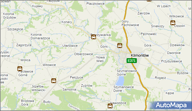 mapa Nowa Wieś gmina Klimontów, Nowa Wieś gmina Klimontów na mapie Targeo