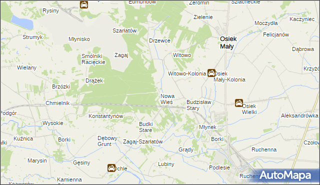 mapa Nowa Wieś gmina Osiek Mały, Nowa Wieś gmina Osiek Mały na mapie Targeo