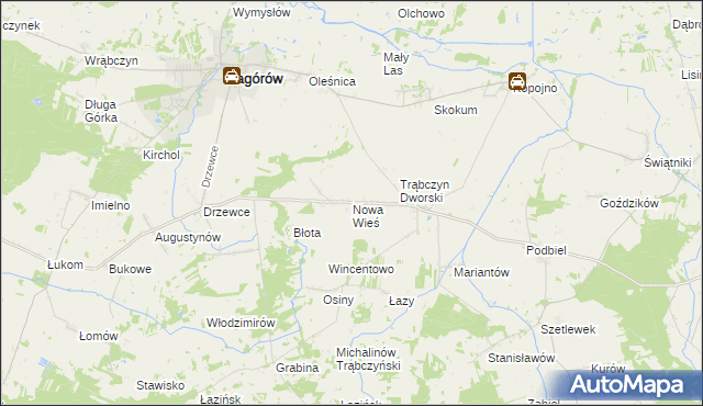 mapa Nowa Wieś gmina Zagórów, Nowa Wieś gmina Zagórów na mapie Targeo